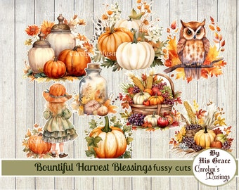 Autumn Fussy Cuts: Bountiful Harvest Ephemera (Printable Stickers)