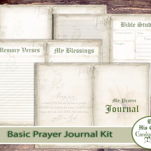 Neutral Prayer Journal Devotional Kit | Junk Journal faith | Christian Planner | Bible Study | Quiet Time Notes| Digital Download