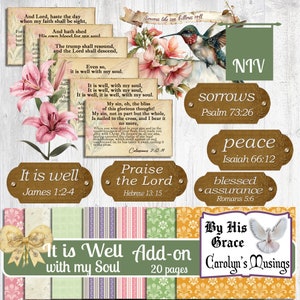 Diário Devocional It is Well, NIV, ADDON, Primavera, Imprimível, Kit de Diário, Diário de Oração das Escrituras NIV, Download Digital Scrapbook Ephemera