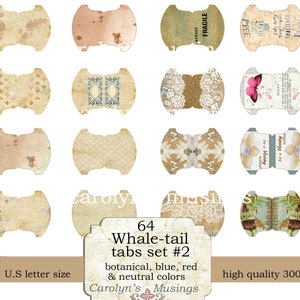 printable whale-tail tabs Set2, for junk journals, prayer journals and planners image 5