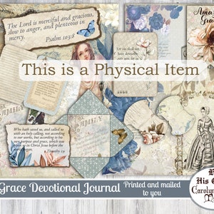 Printed and mailed, Journal Kit, Grace Prayer Journal kit mailed to you, Junk Journal Physical Item, Journal Paper printed and mailed to you