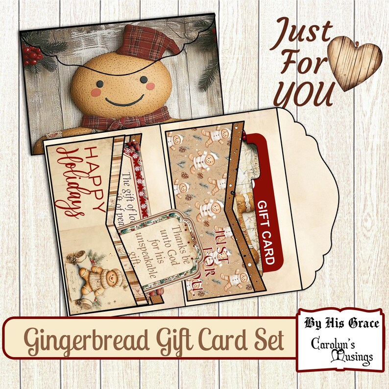 Gingerbread Christmas Gift Card Set Christmas Stocking Stuffer