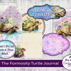 The Formosity Turtle Junk Journal, Printable Ocean Turtles Kit, Turtle Ephemera, Hue Journal, Ocean love