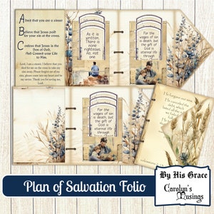 Prayer Journal Plan of Salvation Folio Tract, Gift for Him, Gift for Her, Salvation Tract Mini Folio, DIY Salvation Tract, Romans Road Tract