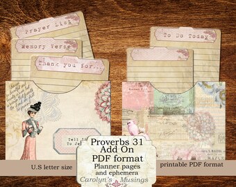 Proverbs 31 prayer Journal kit, planner Addon, PDF Version, Calendar, Printable KJV