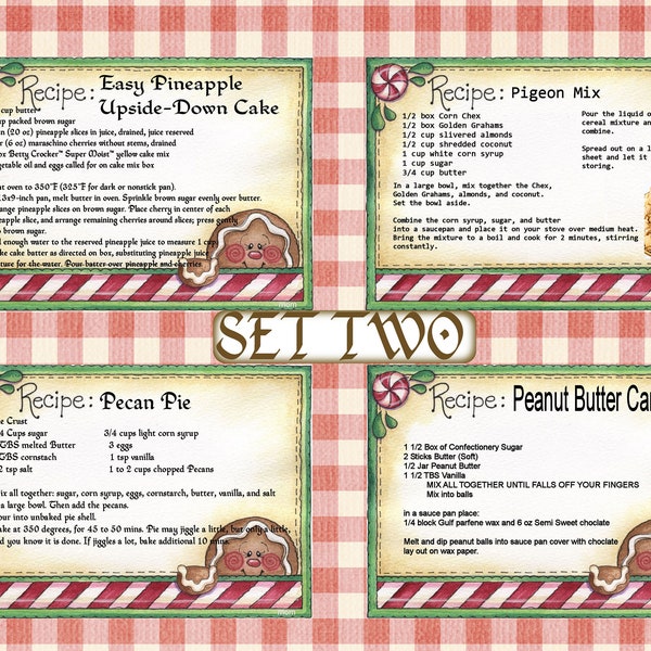 Printable, Christmas Holiday, Recipe Cards, ADD ON. digital download, Recipe Book Printable Gift
