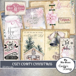 Cozy Comfy Christmas, Junk Journal Kit, Vintage Ephemera, Collage Sheets, Digital, Download, Printable Paper, Journal Pages, Card Making
