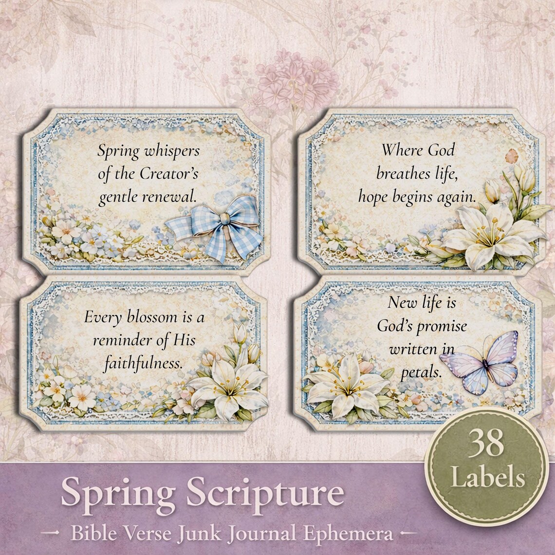 Spring Scriptual Images Bible Verse Labels Spring Scripture |junk Journal Ephemera | Christian ...