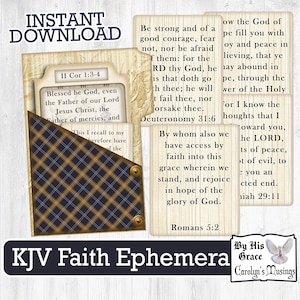 Christliches Junk Journal Ephemera Kit | Maskuliner Frühling Glaube Scrapbooking | Digitale Bibel Verse Ephemera | Ostern Glaube Ephemera | KJV
