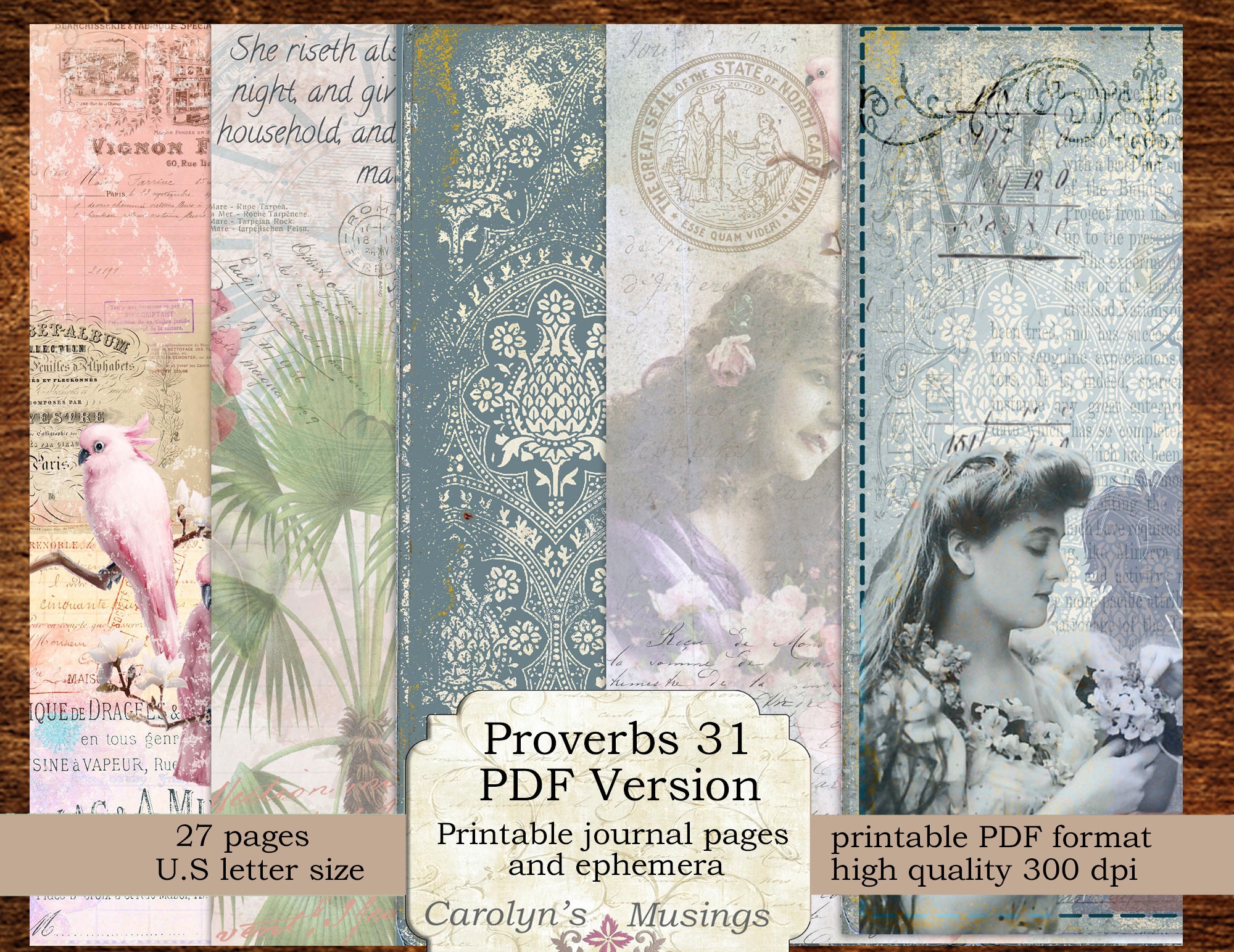 Proverbs 31 printable prayer journal PDF kit, PDF Version prayer journal, journal ephemera, KJV, Printable Journal Pages, Digital Journal