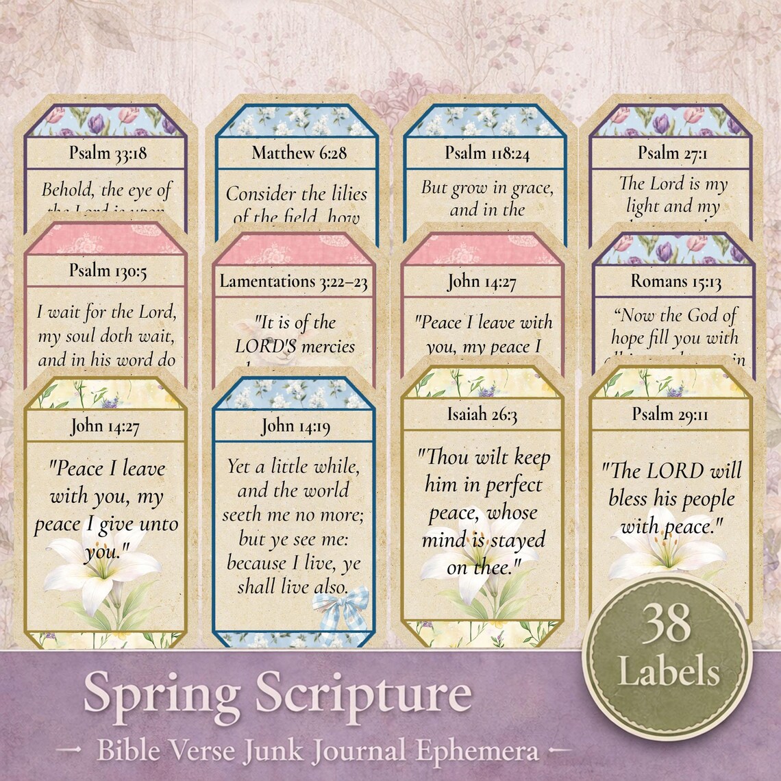 Bible Verse Labels Spring Scripture |junk Journal Ephemera | Christian ...