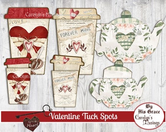 Valentine Junk Journal Ephemera, Hidden Tuck Spots (Digital Download)