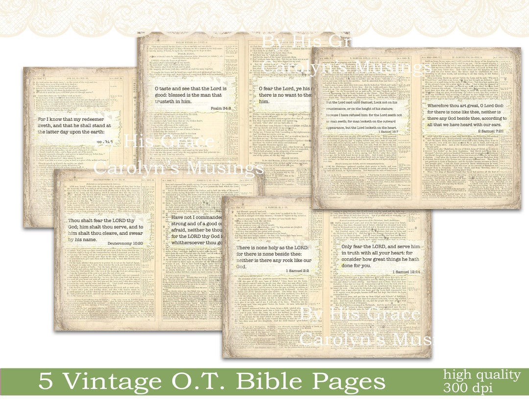 Printable Vintage Bible Pages, Bible Journaling, Junk Journal, Journal ...