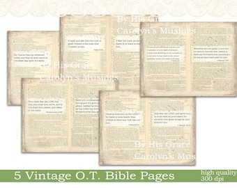 Printable Vintage Bible Pages, KJV Scripture (Digital Download)