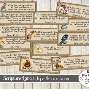 Scripture Verse Labels, KJV, NIV, Prayer Journal Ephemera, Printable ...