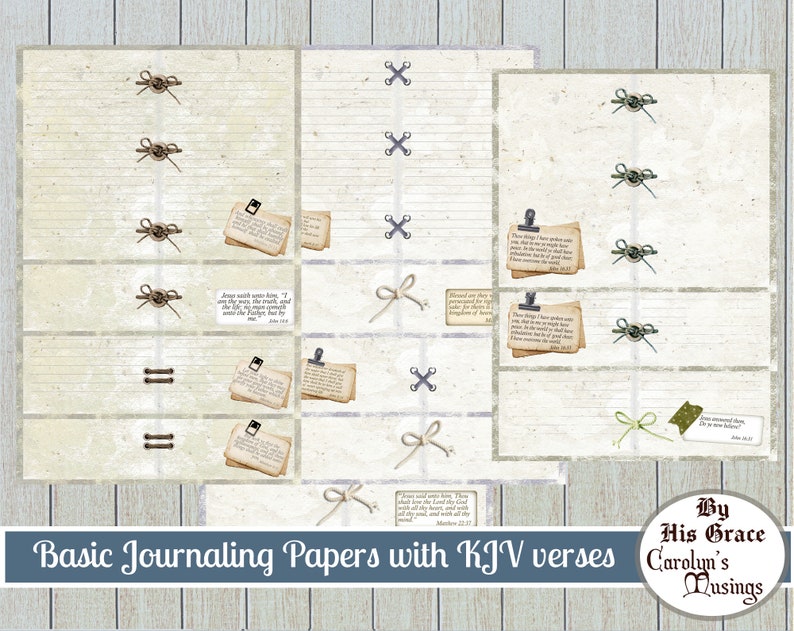 KJV Scripture Junk Journal Paper: Neutral Lined & Blank (digital ...