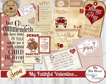 My Faithful Valentine, Junk Journal Printable, Valentine's Day Journal Ephemera, Gift for her, Valentine Craft, Card making, Craft Kit