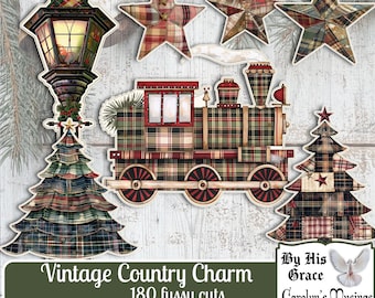 Imágenes prediseñadas navideñas vintage: Kit de recortes para diario basura estilo campestre (Descarga digital)