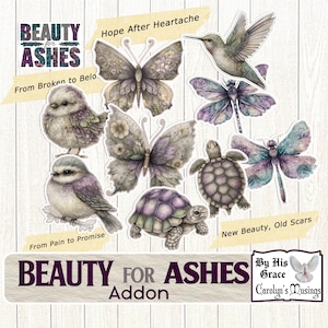 Faith clipart éphémères Beauty for Ashes Addon Journal Kit, cartes de journal, sentiments washi et plus, téléchargement numérique, Carolyns Musings