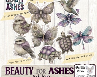 Faith Journal Kit Ephemera: Beauty for Ashes Addon (Digital Download, PDF & JPEG Files)