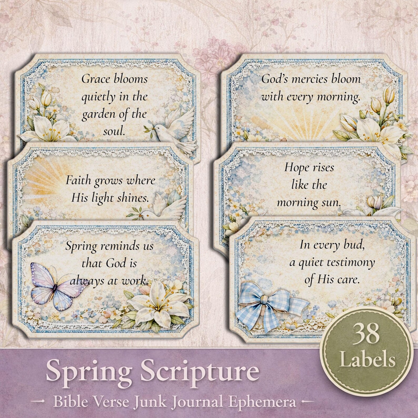 Bible Verse Labels Spring Scripture |junk Journal Ephemera | Christian ...