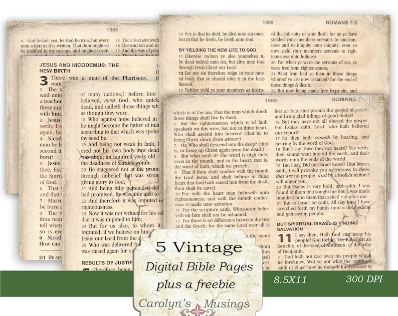Old Bible Junk Journal - Vintage KJV Pages for Prayer Journaling Ephemera Digital Download - Etsy
