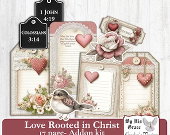 Love Rooted in Grace Ephemera Addon Kit Christian Journal Tags Printable