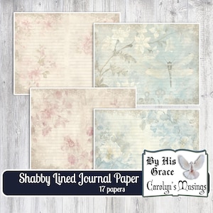Afdrukbare Shabby Lined Junk Journal Papers | 17 digitale downloadpagina's in pdf en jpeg | De mijmeringen van Caroline