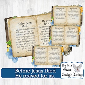 Kit imprimable de journal indésirable de versets bibliques | Cartes bibliques | Pâques chrétienne | Journal de prière | LSV selon la norme LS | Éphémères d'histoires de Pâques | Bleu Jaune