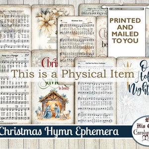 Christmas Hymns Printed Journal Kit Mailed to you. Christmas Music Paper, Vintage O Holy Night, Away in a Manger, The First Noel, What Child