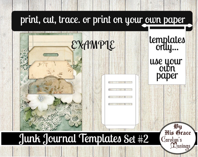 Junk Journal Templates: File Folders, Whale Tail Tabs (Digital Download) image 4