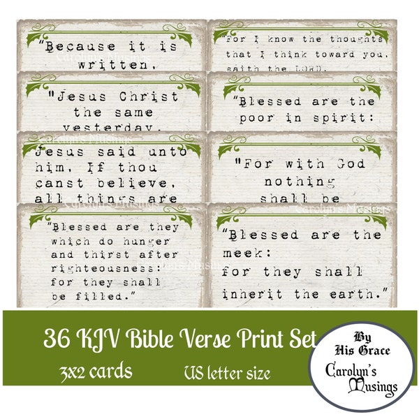 Kjv Printable Bible Verse Cards for Junk Journals - Etsy