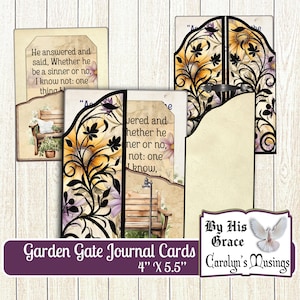 Toppers de diário, cartões de diário de escrituras Garden Gate, suprimentos para diários Faith Junk, cartões de diário imprimíveis, download digital, KJV, ESV