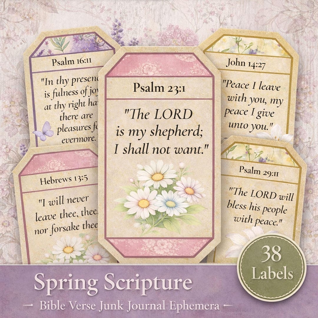 Bible Verse Labels Spring Scripture |junk Journal Ephemera | Christian ...