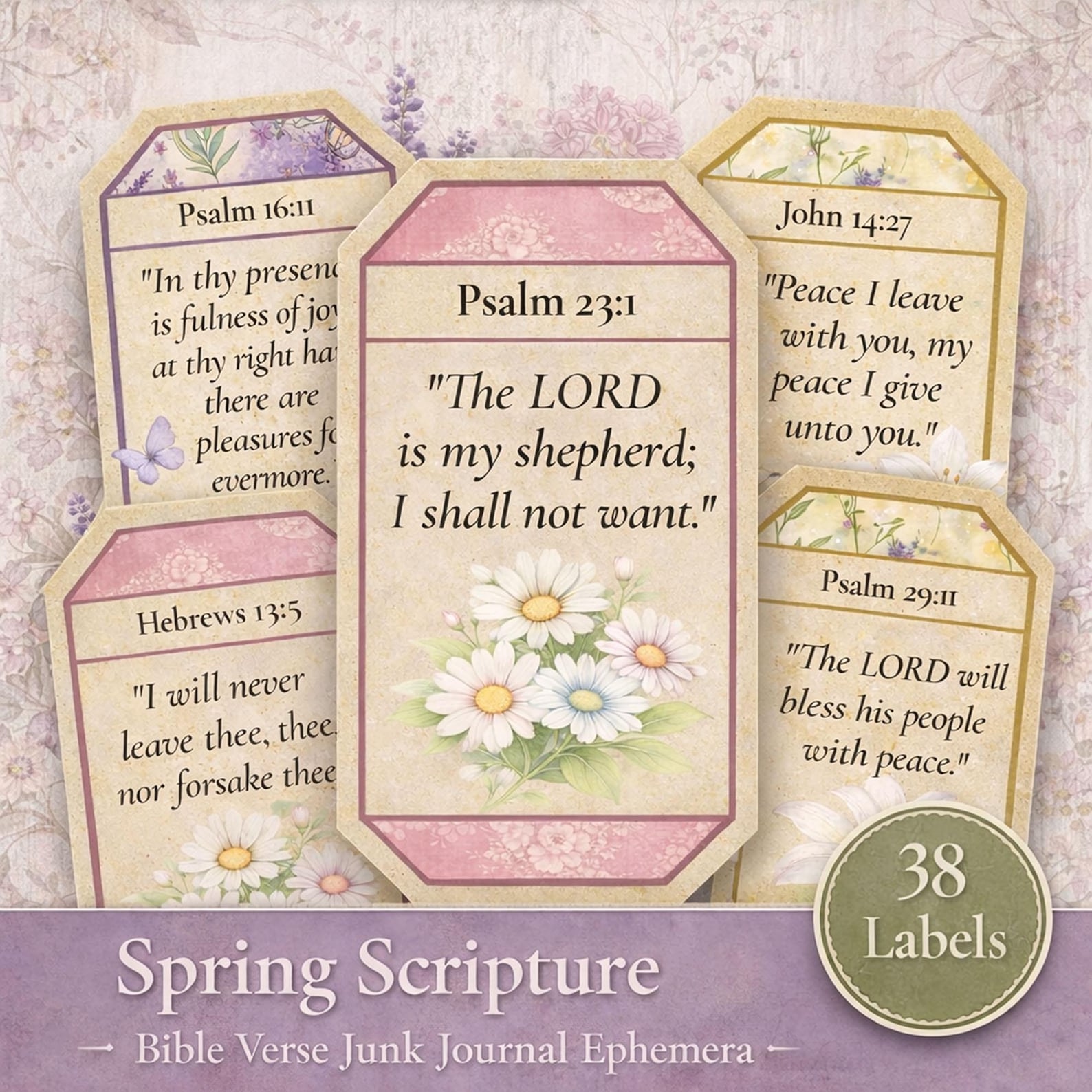 Bible Verse Labels Spring Scripture |junk Journal Ephemera | Christian ...