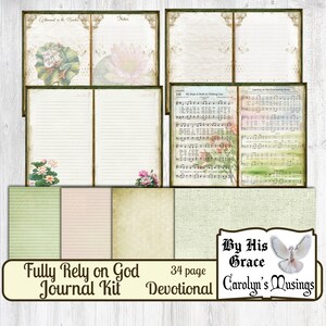 Fully Rely on God, Printable Journal Kit, Devotional Journal Pages ...