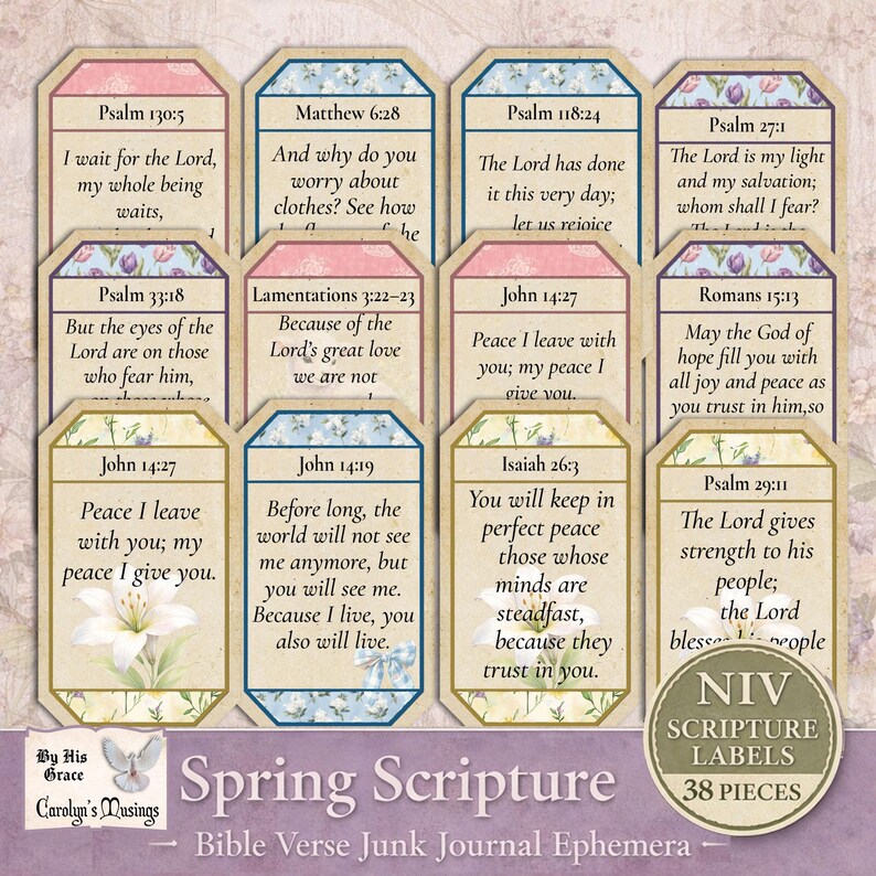 Scripture Labels Junk Journal Ephemera | Christian Tags | Vintage ...