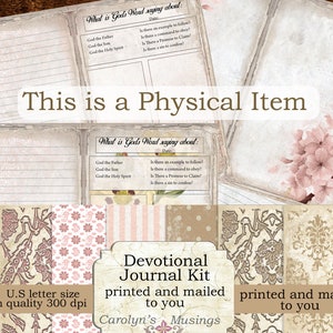 Devotional Prayer Journal, Printed Journal Kit, Journal supplies Printed and mailed to you.