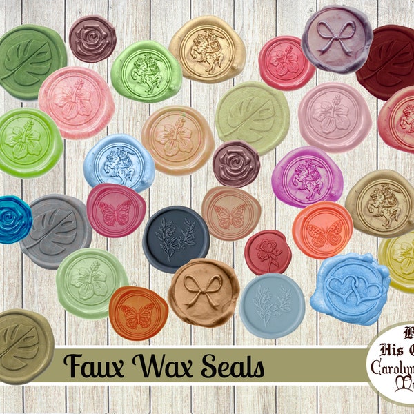 Faux Wax Seals for Envelope collage planner journals printable paper seals junk journal digital download