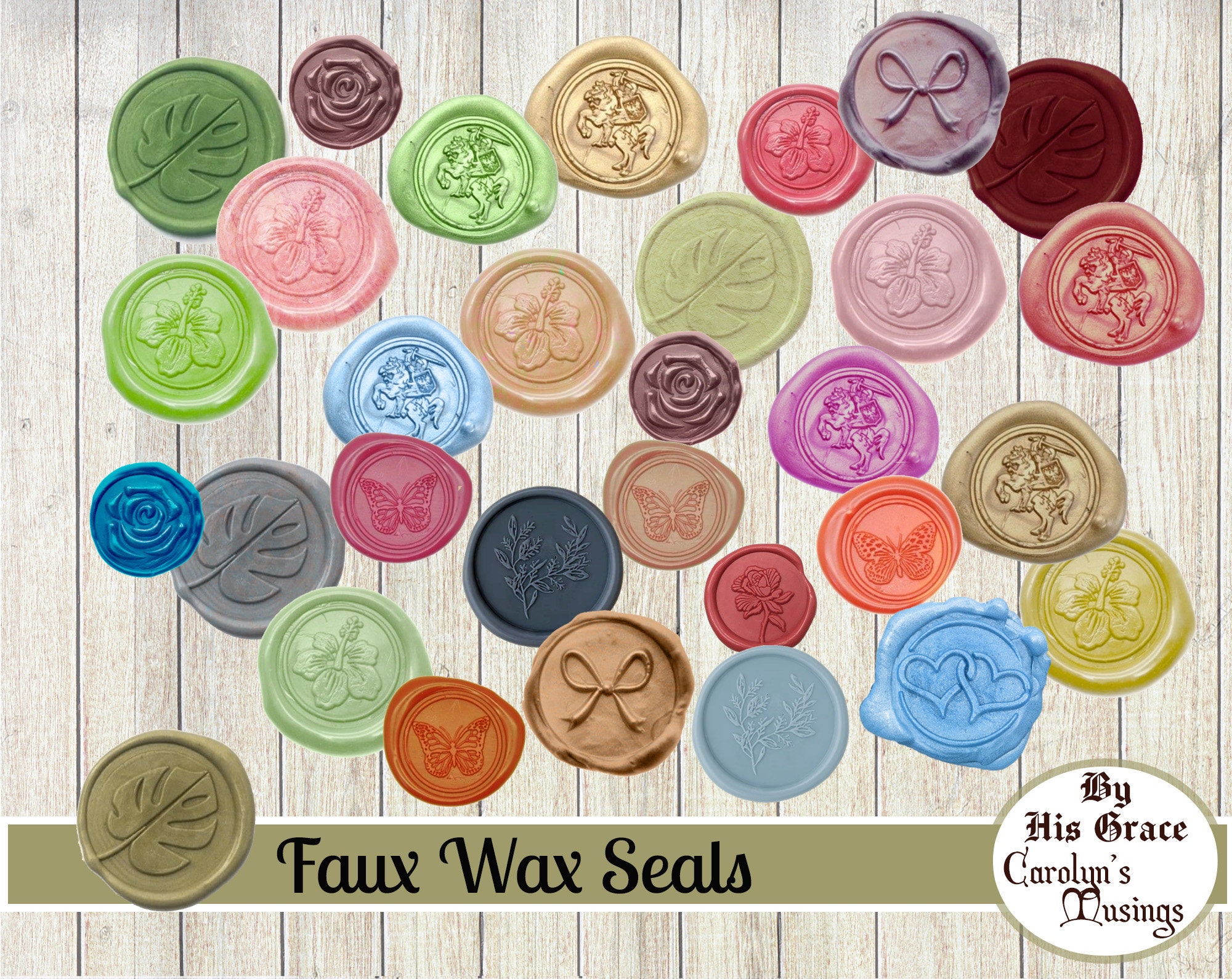 Faux Wax Seals for Envelope Collage Planner Journals Printable Etsy