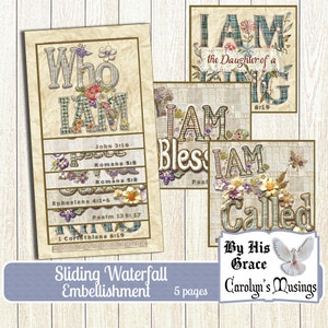 Adorno de cascada deslizante de diario basura, Shabby Chic, Patchwork, Bordado, Sentimientos de las Escrituras, Descarga digital, Carolyns Musings