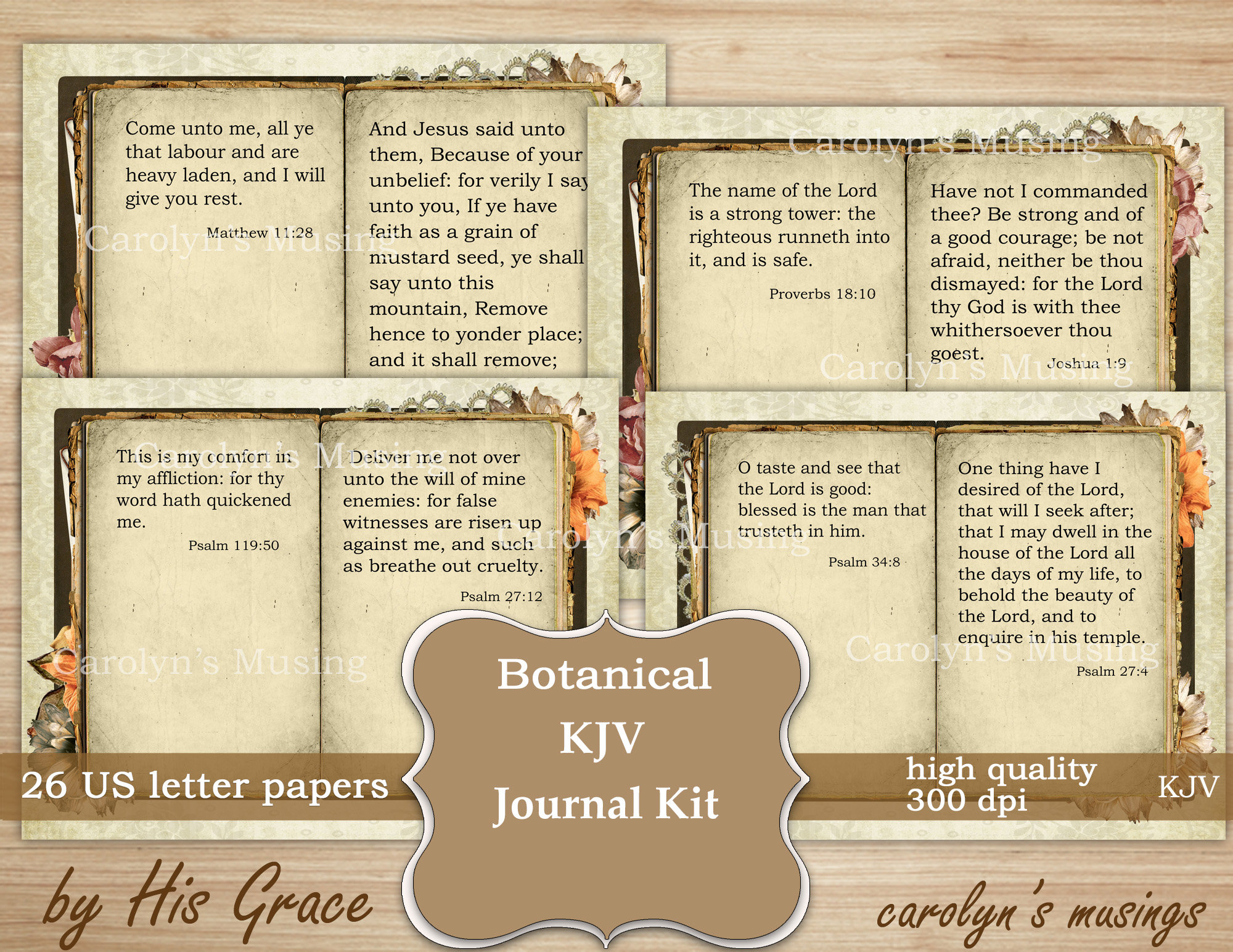 Botanical Journal Kit KJV Printable Junk Journal Supplies Etsy