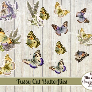 Fussy Cut Schmetterlinge, Schmetterling, Florals, Junk Journal, Scrapbooking Ephemera, digitaler Download,