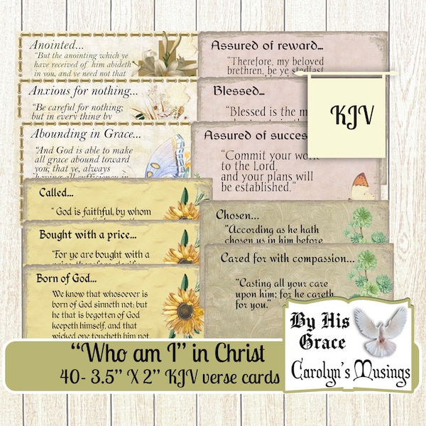 Printable 40 KJV Inspirational bible verse card ephemera, Bible journaling ephemera, Prayer, Faith,