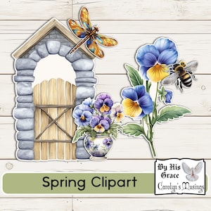 Junk Journal Clipart wählerisch geschnitten Stiefmütterchen | Frühling Aquarell Ephemera | Lila gelbe Stiefmütterchen | Künstlerische bunte Verzierungen |