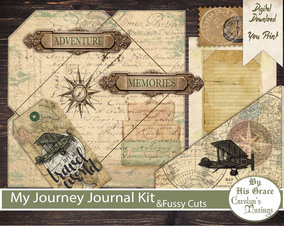 Vintage Travel Junk Journal Kit, Scrapbook Ephemera (digital Download ...