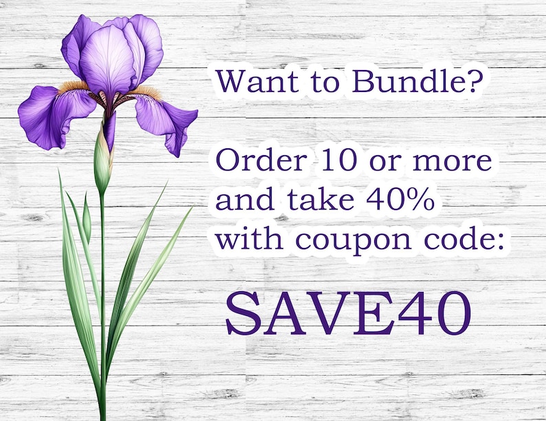 "Want to Bundle? Order 10 or more and take 40% with coupon code: SAVE40"
