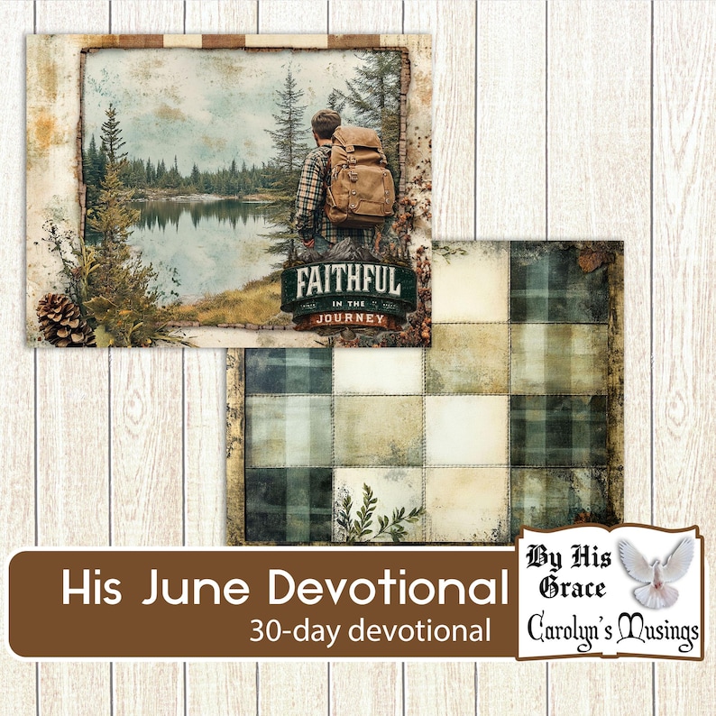 Printable Quiet Time Study cover and junk journal background paper shown.