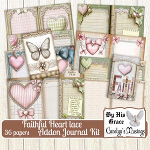 Valentine Junk Journal Kit digital | Vintage Spitze Printable | Ermutigendes Scrapbooking Kit | Positive Verzierungen |