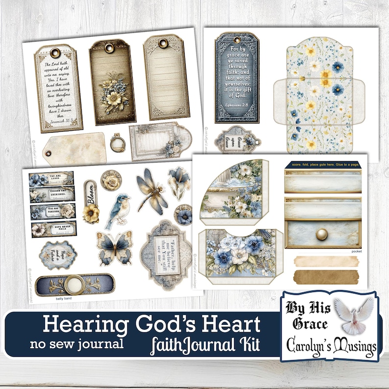 Printable digital scripture journal kit with botanical designs for spiritual growth and reflection. Digital faith journal kit with botanical and scripture elements in soft earth tones and floral designs. Enhance your spiritual journey with this botanical-themed digital scripture journal kit.